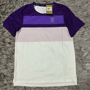 Nike Men’s Sz Small Court Dri-Fit Advantage Tennis Shirt White Purple FZ9845-507